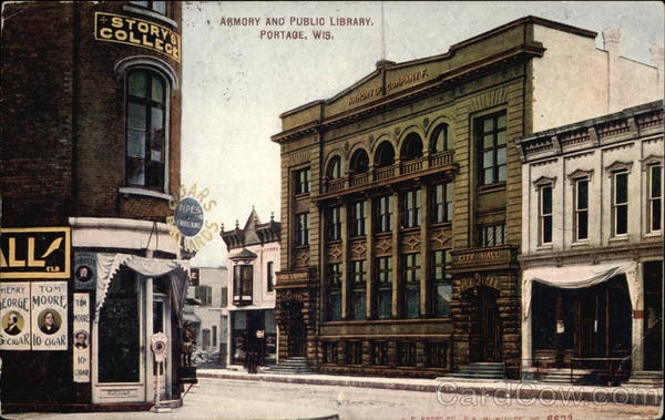 Exterior view of the Portage Library from 1902 to 1943